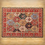 5'3" x 7'3" Area Rug in Red Blue Black Oriental Pattern