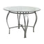 Round 45-inch Clear Tempered Glass Dining Table with Silver Frame