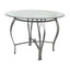 Round 45-inch Clear Tempered Glass Dining Table with Silver Frame
