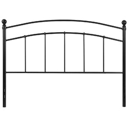 Full size Classic Black Metal Headboard with Round Posts