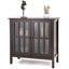 Brown Wood Sideboard Buffet Cabinet with Glass Panel Doors