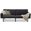 Modern Mid-Century Style Futon Sofa Bed with Black Linen Upholstery