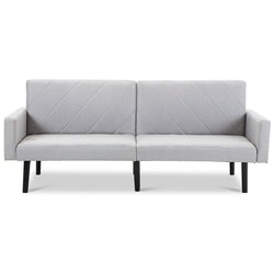 Modern Gray Linen Split-Back Futon Sofa Bed Couch