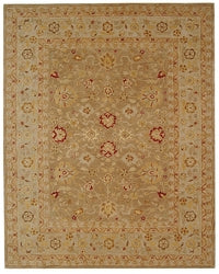 Handmade Ancestry Tan/ Ivory Wool Rug (9' x 12')