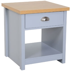 Gray Oak Finish Wood Top 1-Drawer Sofa Table Nightstand with Bottom Shelf