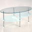 Modern Oval Glass Coffee Table with Chrome Metal Legs