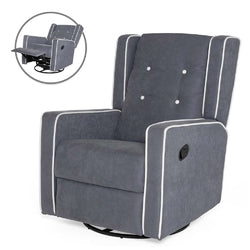 Modern Gray Wingback Polyester Upholstered Swivel Recliner Rocking Chair