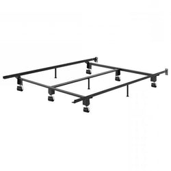 King size Heavy Duty Metal Bed Frame with Wheels and Headboard Brackets