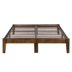 King size Solid Wood Platform Bed Frame in Brown Natural Finish