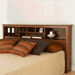 King size Storage Headboard in Cherry Wood Finish Qolture