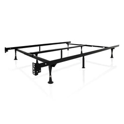 King size Sturdy 9-Leg Metal Bed Frame with Headboard Brackets