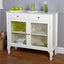 Antique White Sideboard Buffet Console Table with Glass Doors