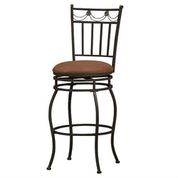 24-inch Metal Swivel Bar Stool with Brown Cushion Seat in Bronze
