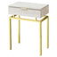 24in Modern End Table 1 Drawer Nightstand Beige Marble Gold Legs