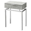 24in Modern End Table 1 Drawer Nightstand Grey with Chrome Metal Legs