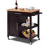 Modern Black Bamboo Kitchen Island Cart with Wood Top
