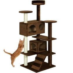 Brown 53 Inch Large Cat Tree Scratcher Condo