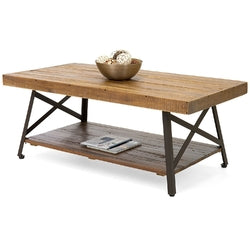 Modern Classic Industrial Chic Reclaimed Wood and Metal Coffee Table