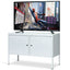 White Locker Metal Style TV Stand with Locking Doors