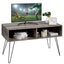 Modern TV Stand in Oak Wood Finish with Metal Legs - Fits up to 42-inch TV