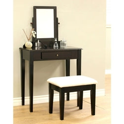 Contemporary Espresso Vanity Set with Beveled Mirror