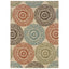 7'10" x 10'10" Indoor / Outdoor Beige Area Rug with Colorful Circle Pattern