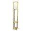 Modern 63-inch Tall Asian Style Floor Lamp with Off-White Shade in Tan Finish