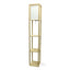 Modern 63-inch Tall Asian Style Floor Lamp with Off-White Shade in Tan Finish