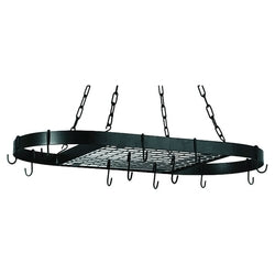 Pot Rack Chain Oval Hanging Pot Rack with Chains and 2 Hooks in Matte Black– Qolture