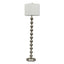 Contemporary 65-inch Tall Brushed Steel Floor Lamp with White Drum Shade