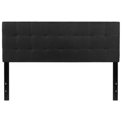 Queen size Modern Black Fabric Upholstered Panel Headboard
