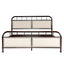 Queen Dark Brown Metal Platform Bed with Upholstered Panel Headboard Footboard