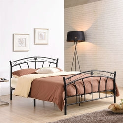 Queen size Black Metal Platform Bed Frame with Headboard and Footboard