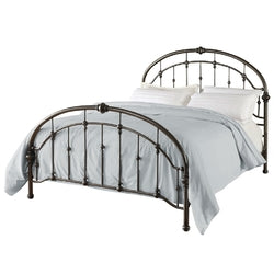 Queen Metal Bed in Antique Bronze Pewter Finish with Headboard and Footboard