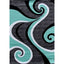 5'2 x 7'2 Modern Abstract Area Rug with Black Turquoise Swirl