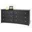 Bedroom Dresser in Black Finish with 6 Drawers and Metal Knobs
