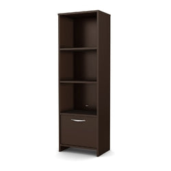 3-Shelf Bookcase with Bottom Door Storage Space in Chocolate