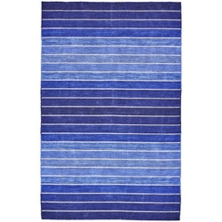 8' x 11' Striped Hand-Tufted Wool/Cotton Blue Area Rug