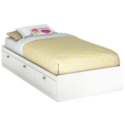 Twin size White Platform Bed for Kids Teens Adults with 3 Storage Drawers