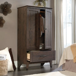 Bedroom Storage Armoire Wardrobe Cabinet in Dark Brown Oak Finish