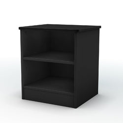 Black Nightstand with 2 Open Storage Compartment Shelves