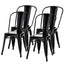 Set of 4 Indoor Outdoor Black Metal Stacking Bistro Dining Chairs