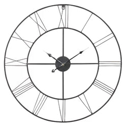Round 24-inch Metal Wall Clock with Roman Numerals