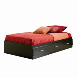 Black Onyx Twin-Size Platform Bed with 3 Spacious Drawers