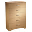 5 Drawer Chest Bedroom Bureau in Natural Maple Finish