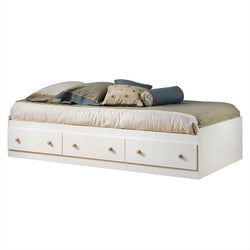 Twin size White Wood Platform Bed Daybed with Storage Drawers