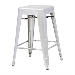 Indoor Outdoor Backless Stacking Counter Height Bar Stool in Gunmetal Galvanized Steel