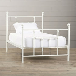 Twin size White Metal Platform Bed Frame with Headboard and Footboard