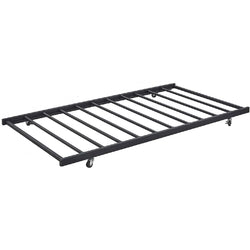 Twin size Roll-out Trundle Bed Frame in Black Metal Finish