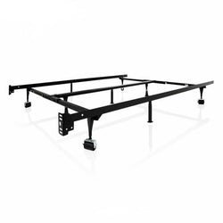 Universal 9-Leg Metal Bed Frame with Rug Rollers and Headboard Brackets